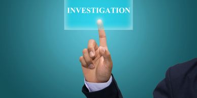 Licensed investigator reviewing asset and credit records for due diligence
